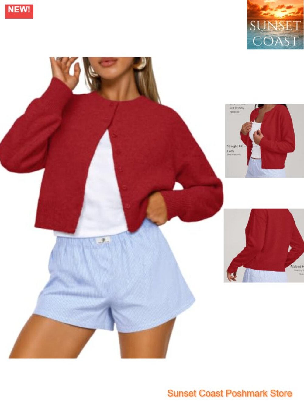 Cropped Cardigan Sweater Women Buttery Soft Knit Lightweight Fall Layering